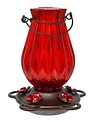 Ruby Lantern Glass Hummingbird Feeder