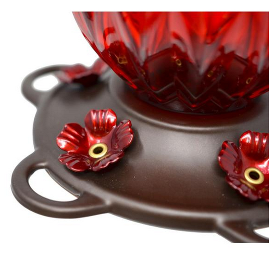 Ruby Lantern Glass Hummingbird Feeder