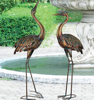 Set of 2  Large Illumine Metal Cranes