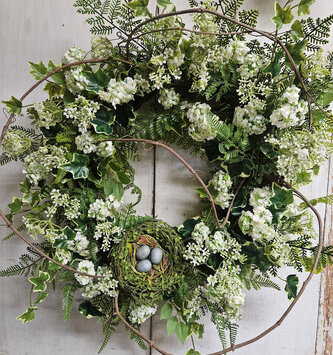 Custom Elegant Snowball Twig Wreath