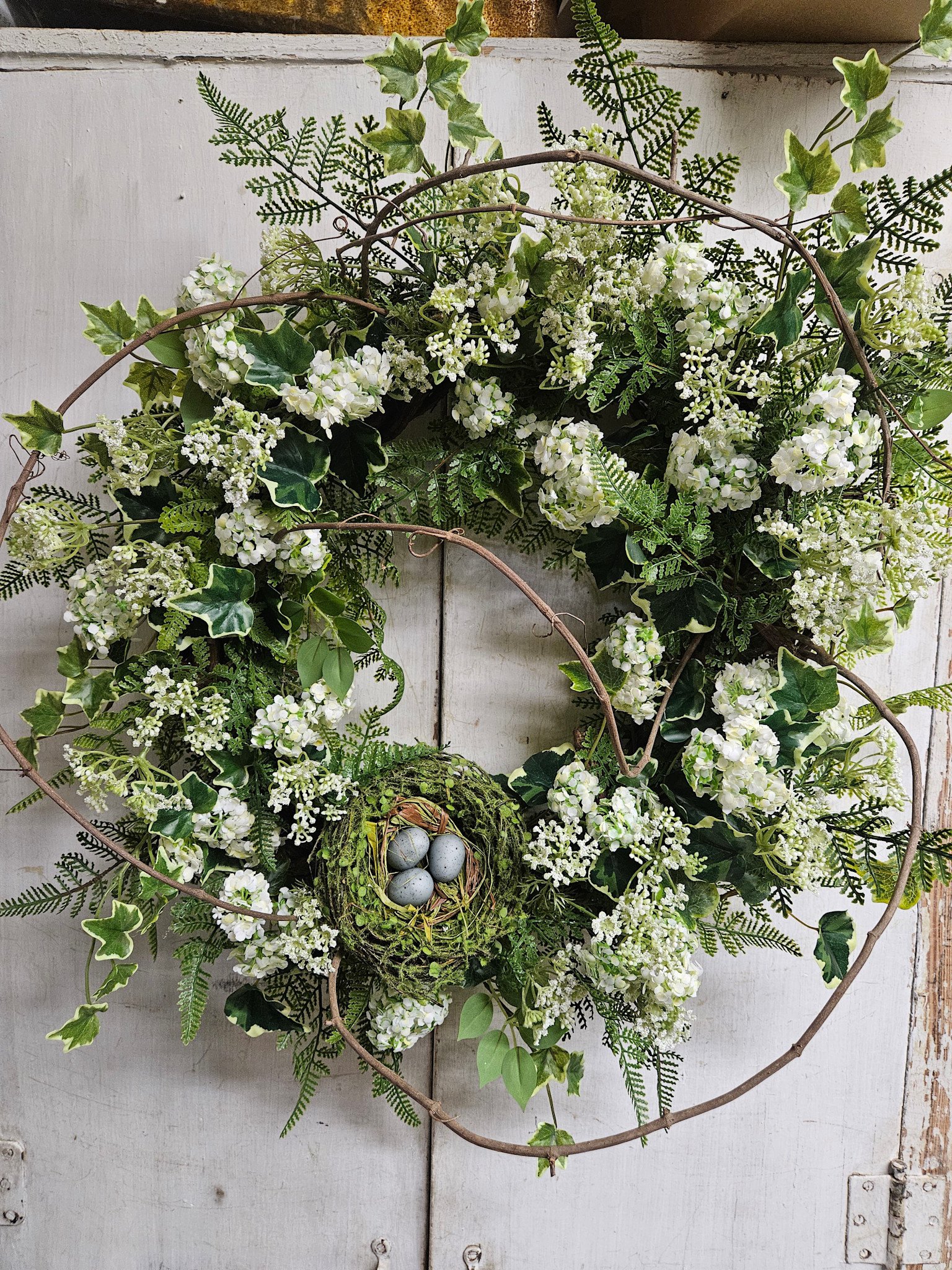 Custom Elegant Snowball Twig Wreath
