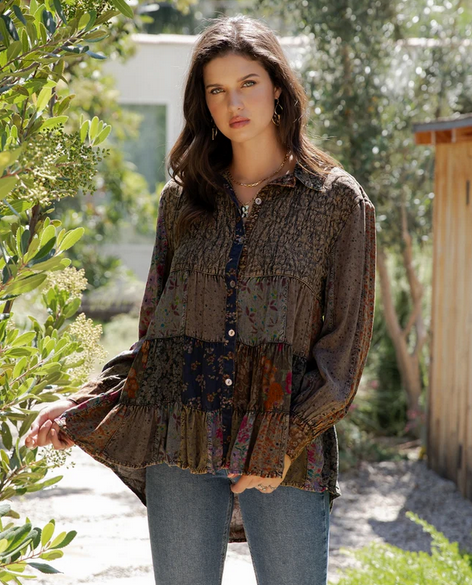 Patchwork Ruffle Tiered Top