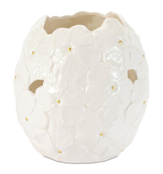 Round White Ceramic Hydrangea Container