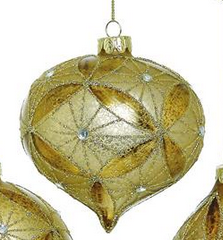 Golden Mercury Glass Patterned Ornament