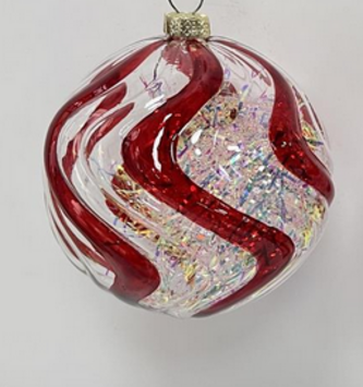 Peppermint Iridescent Swirl Ornament (2-Styles)