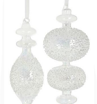 9" Iridescent Frosted Ice Finial Ornament (2-Styles)