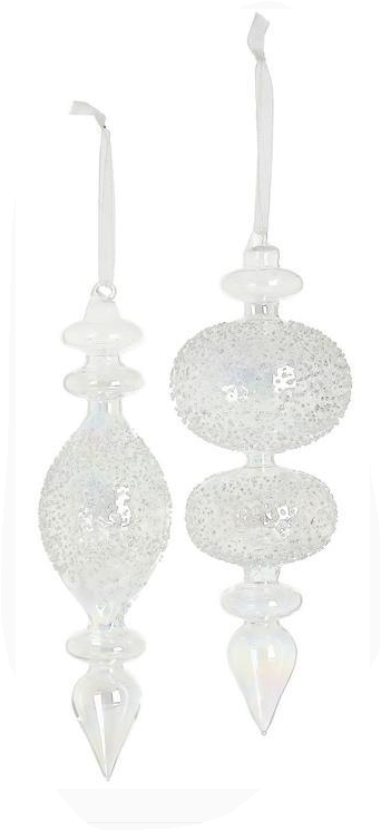 9" Iridescent Frosted Ice Finial Ornament