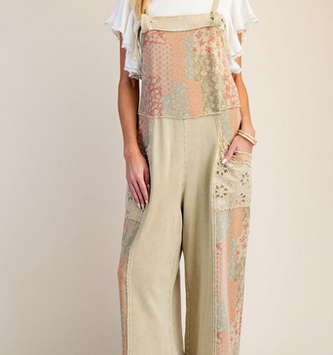 Easel Sage Patchwork Mix Overall By: Easel