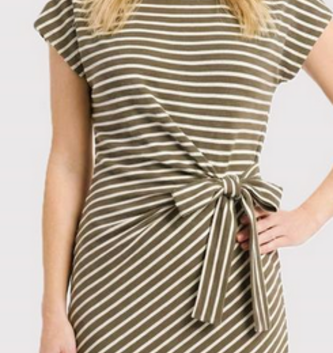 Side Tie Waist Striped Dress