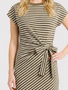Side Tie Waist Striped Dress