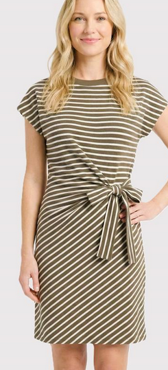 Side Tie Waist Striped Dress
