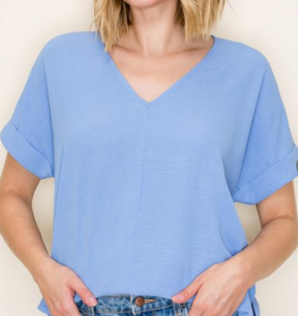 V-Neck Roll Up Sleeve Blouse By: Staccato