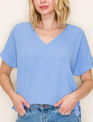 V-Neck Roll Up Sleeve Blouse By: Staccato