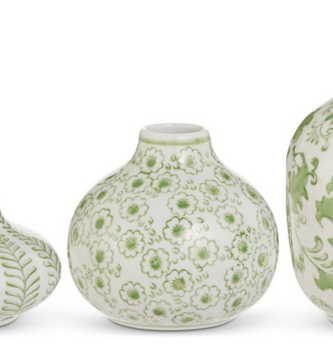 Mini Ceramic Green Cachepot (3-Sizes)