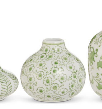 Mini Ceramic Green Cachepot (3-Sizes)