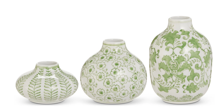 Mini Ceramic Green Cachepot (3-Sizes)