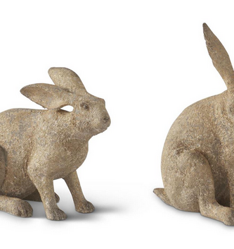 Set of 2 Golden Weathered Garden Rabbits