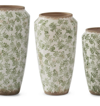 Crackled Green & Cream Ceramic Chinoiserie (3-Sizes)