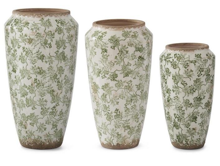 Crackled Green & Cream Ceramic Chinoiserie (3-Sizes)