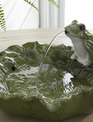 Leaf & Frog Ceramic Fountain