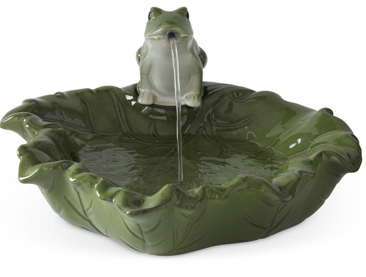 Leaf & Frog Ceramic Fountain