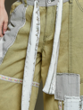 POL Clothing Inc Patchwork Stripe Olive Wide Leg Pants By: POL