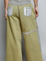 POL Clothing Inc Patchwork Stripe Olive Wide Leg Pants By: POL