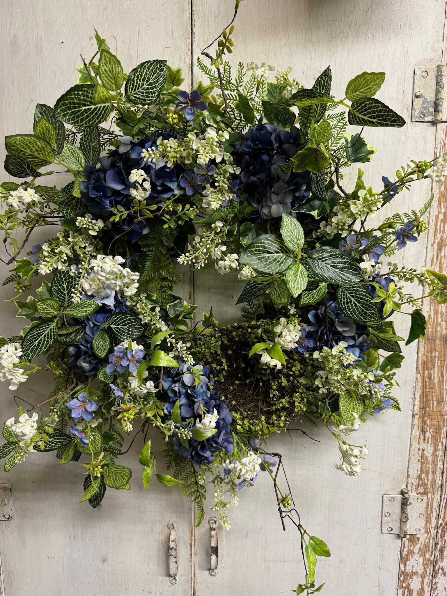 Custom Mixed Blue Hydrangea Wreath
