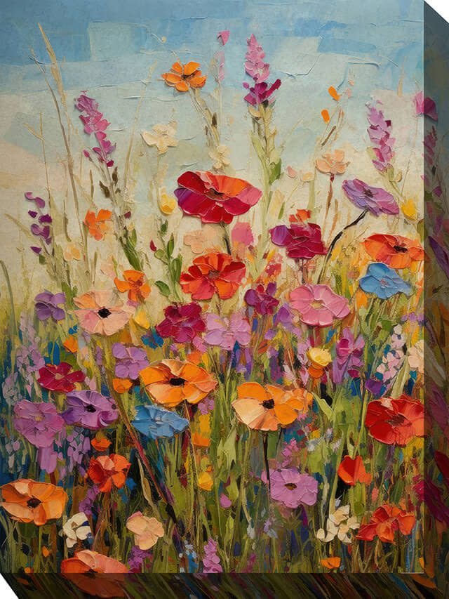 40"x30" Beaming Blossoms Outdoor Canvas Art