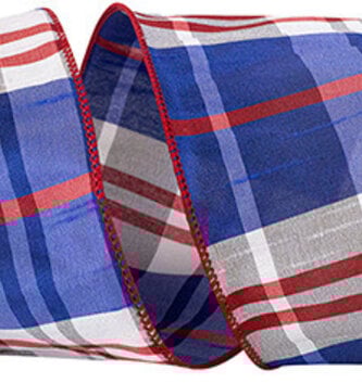 4" x 10 Yds Plaid Americana Dupioni Grand Wired Edge Ribbon
