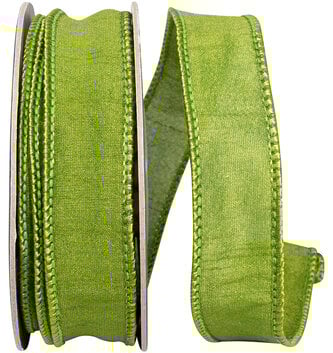 7/8" x 10 Yds Moss Green Dupioni Wired Edge Ribbon