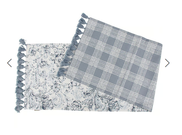 52" Indigo Blue Floral Table Runner