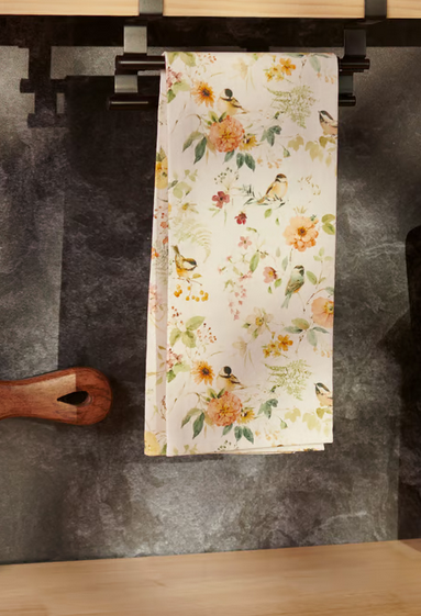 Chickadee Floral Kitchen Towel