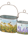 Metal Floral Garden Bucket (2-Sizes)