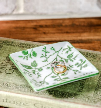 Square Green Vine Accent Plate