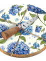The Blue Hydrangea  Wooden Cheese Board w/ Knife