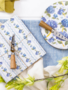 The Blue Hydrangea  Wooden Cheese Board w/ Knife