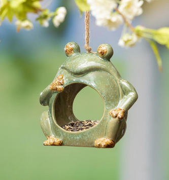 Hanging Garden Frog Bird Feeder