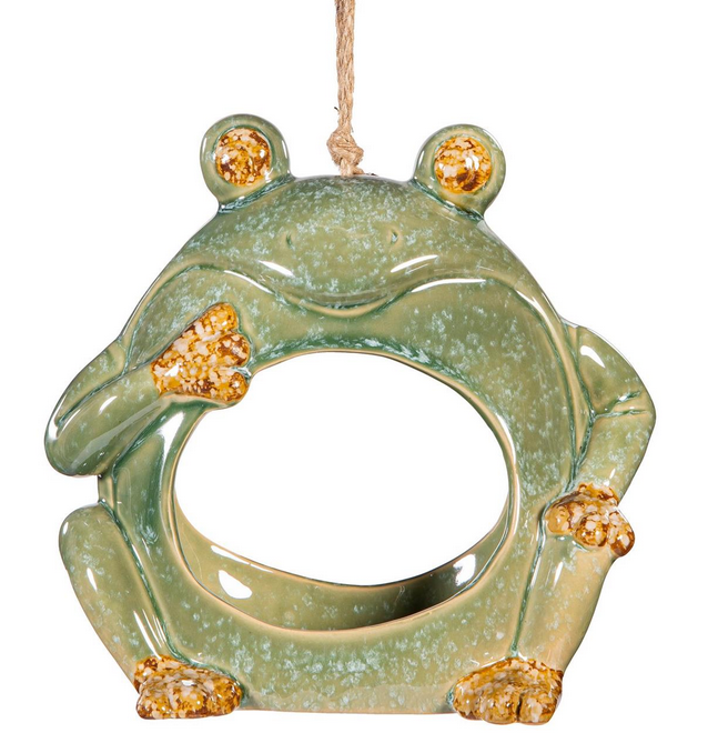 Hanging Garden Frog Bird Feeder