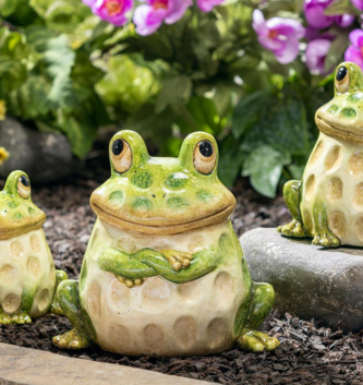 Set of 3 Spotted Garden Toads