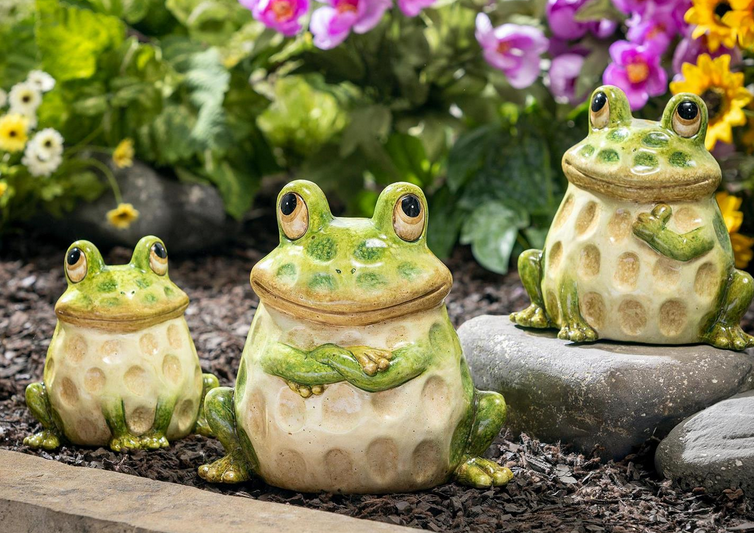 Set of 3 Spotted Garden Toads