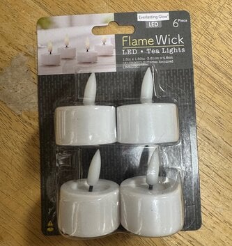 Set of 4 Flame Wick LED Tea Lights