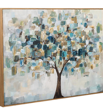Hand Stamped Abstract Tree Wall Canvas