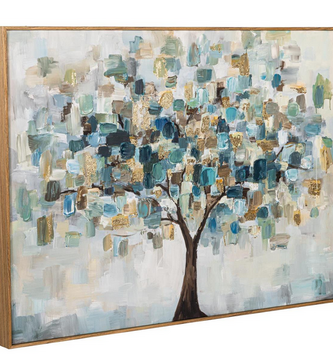 Hand Stamped Abstract Tree Wall Canvas