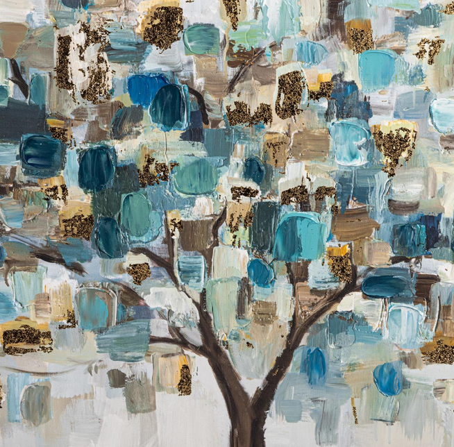 Hand Stamped Abstract Tree Wall Canvas