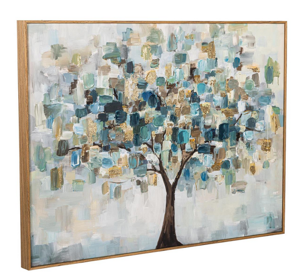 Hand Stamped Abstract Tree Wall Canvas