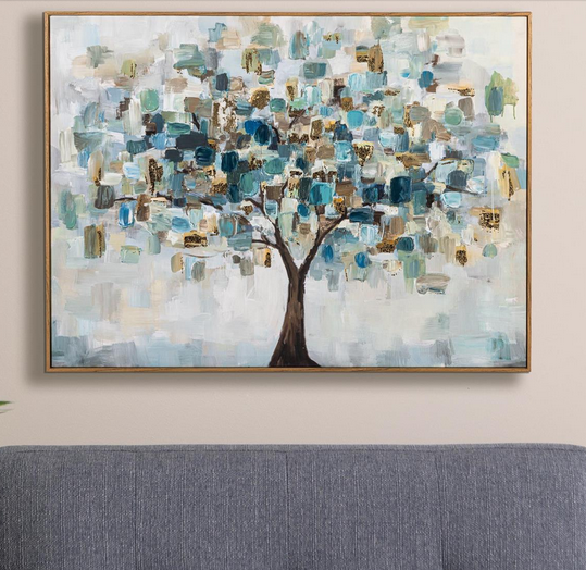 Hand Stamped Abstract Tree Wall Canvas