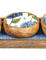 Hydrangea 3 Bowl Wooden Server