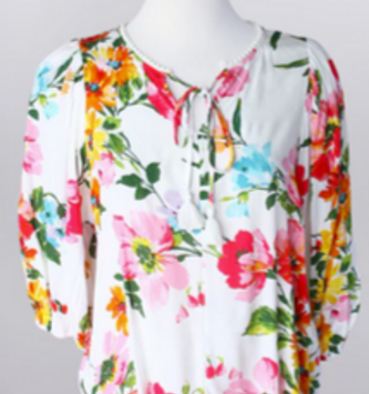 Puff Sleeve Wildflower Blouse (4 Sizes)