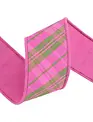 2.5" x 10 Yds Pink & Green Plaid Wired Dupioni Ribbon